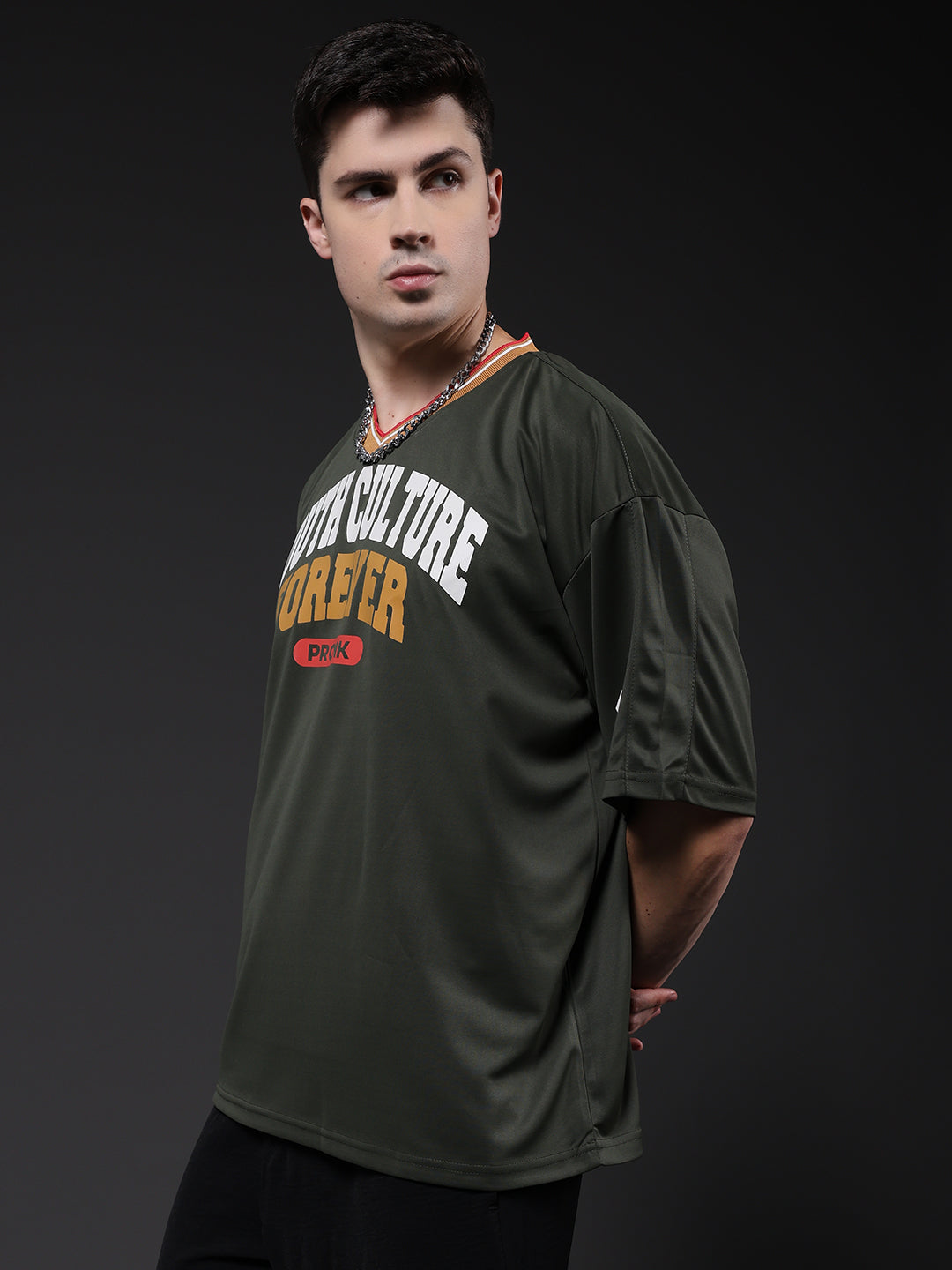 Men Oversized Varsity T-Shirt  -  Kurvy Oversized T-Shirt