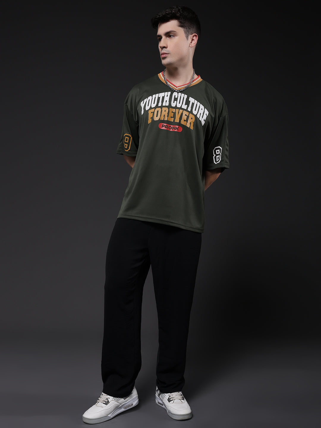 Men Oversized Varsity T-Shirt  -  Kurvy Oversized T-Shirt