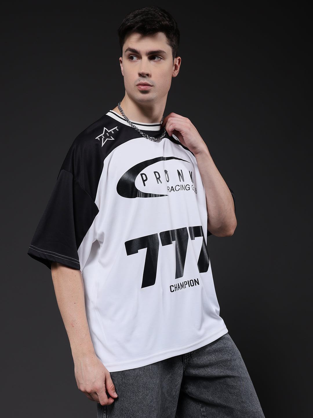 Men Oversized Varsity T-Shirt (2)  -  Kurvy Oversized T-Shirt
