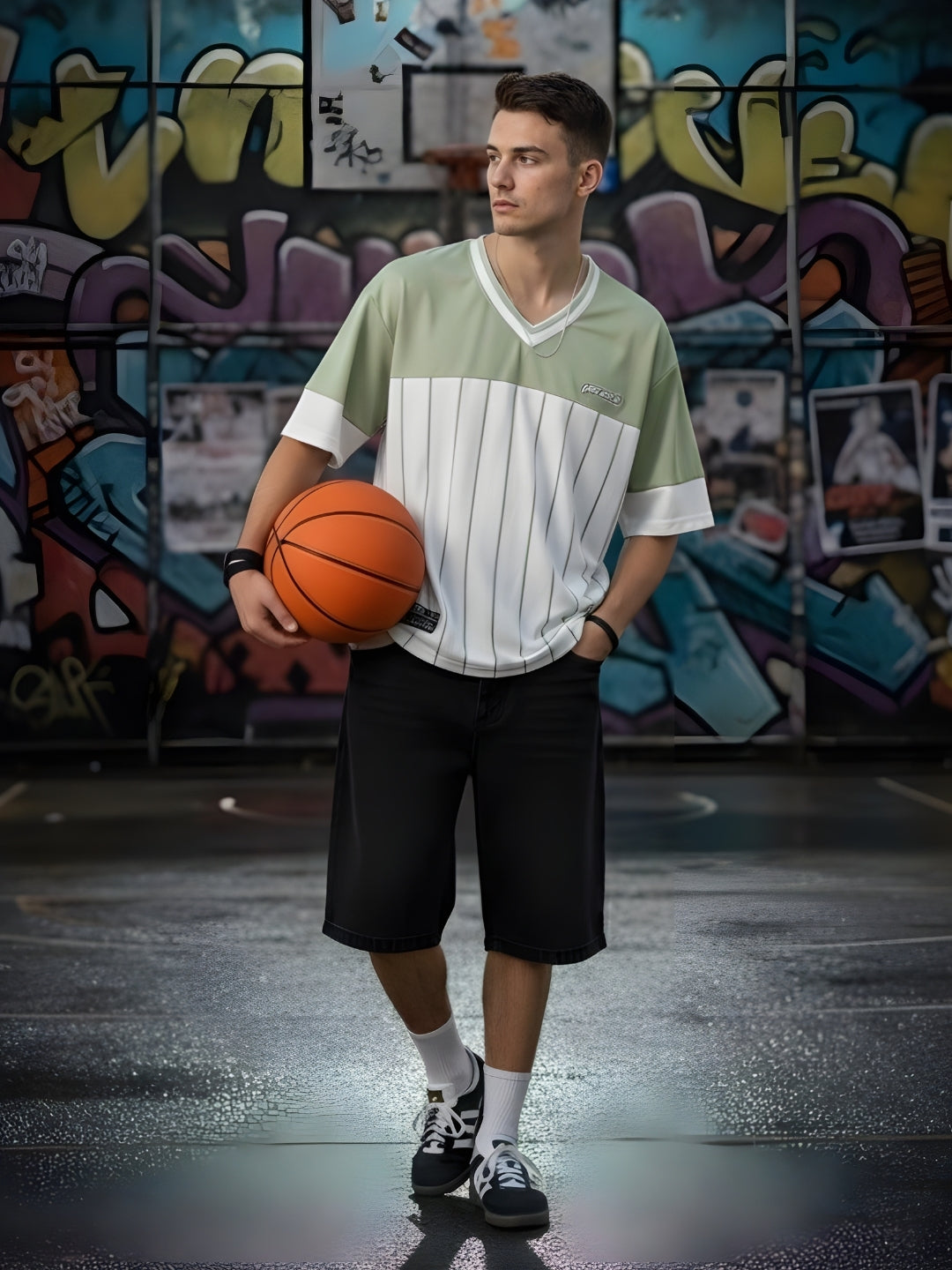 Men Oversized Varsity T-Shirt (3)  -  Kurvy Oversized T-Shirt