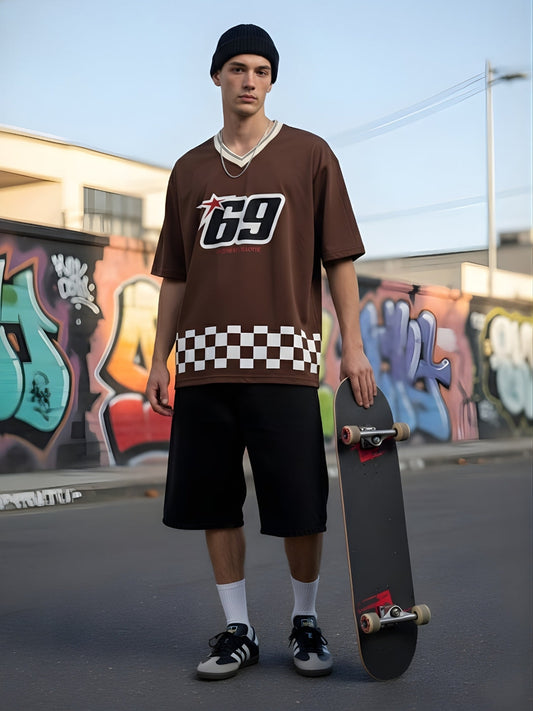 Men Oversized Varsity T-Shirt (4)  -  Kurvy Oversized T-Shirt