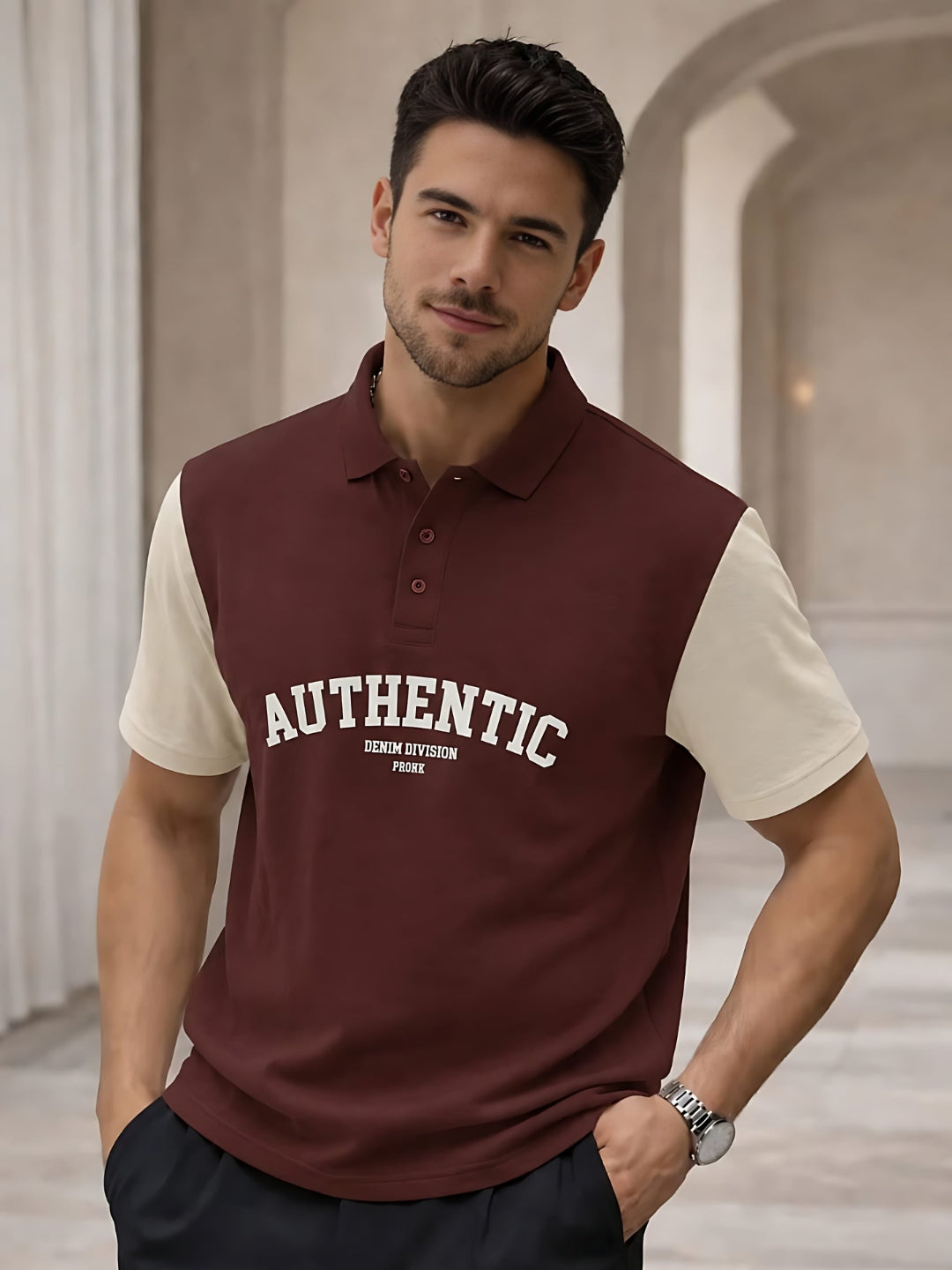 Men Premium Colorblock Relaxed Fit Polo T-Shirt  -  Kurvy Polo T-Shirt