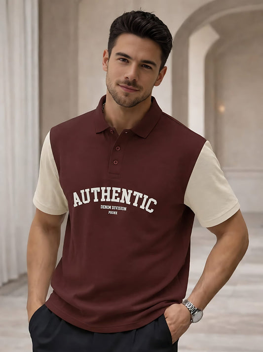 Men Premium Colorblock Relaxed Fit Polo T-Shirt  -  Kurvy Polo T-Shirt