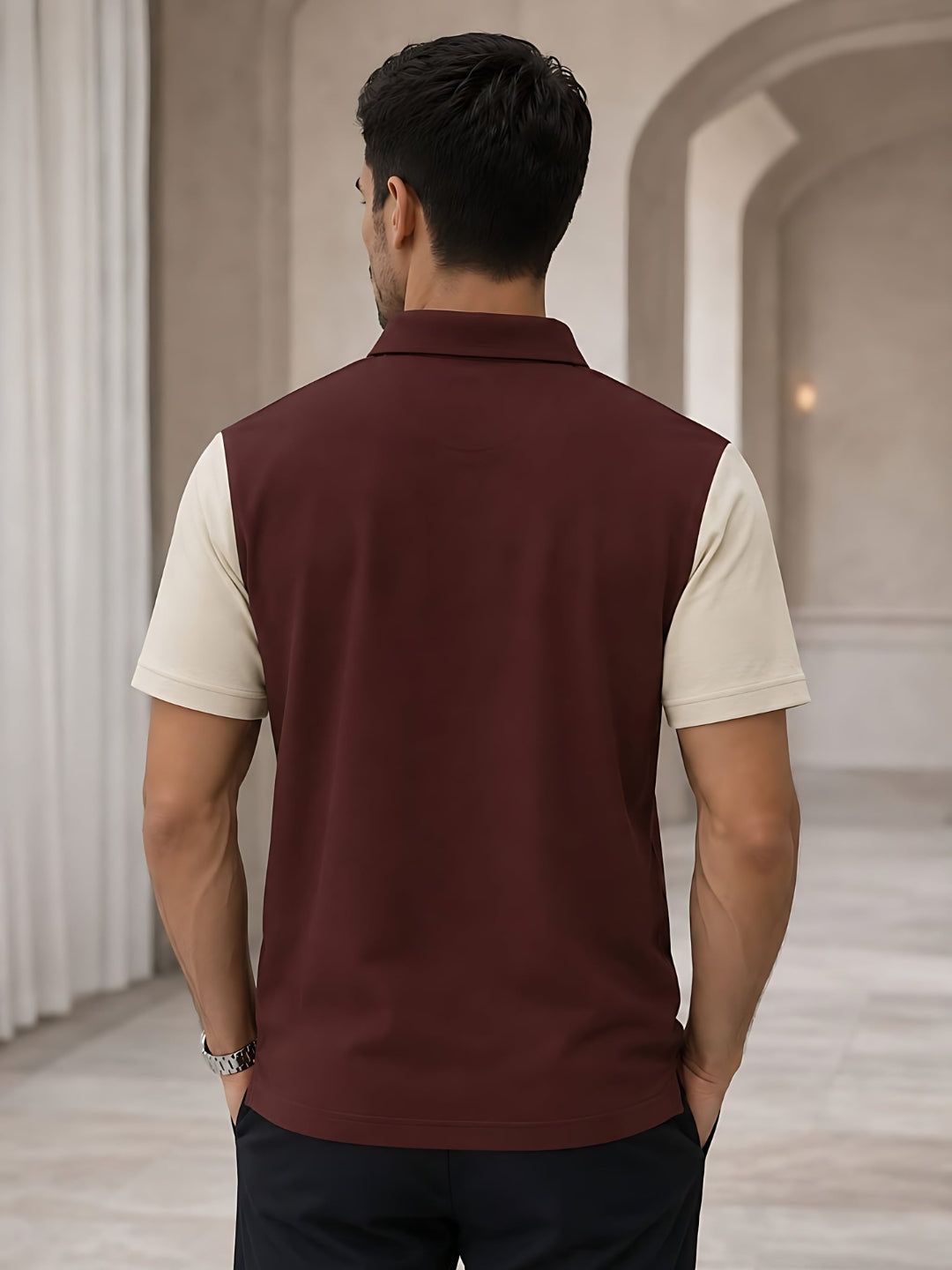 Men Premium Colorblock Relaxed Fit Polo T-Shirt  -  Kurvy Polo T-Shirt