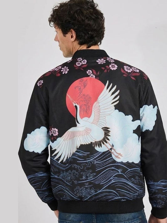 Men Graphic Printed Bomber Jacket  -  Kurvy Jacket