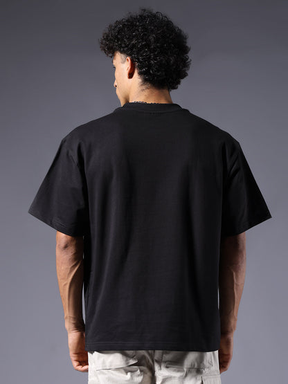 Panther Embroidered Men Premium Oversized Terry T-shirt  -  Kurvy Oversized T-Shirt