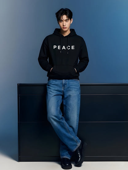 Peace Men Drop Shoulder Premium Terry Hoodie  -  Kurvy Hoodie