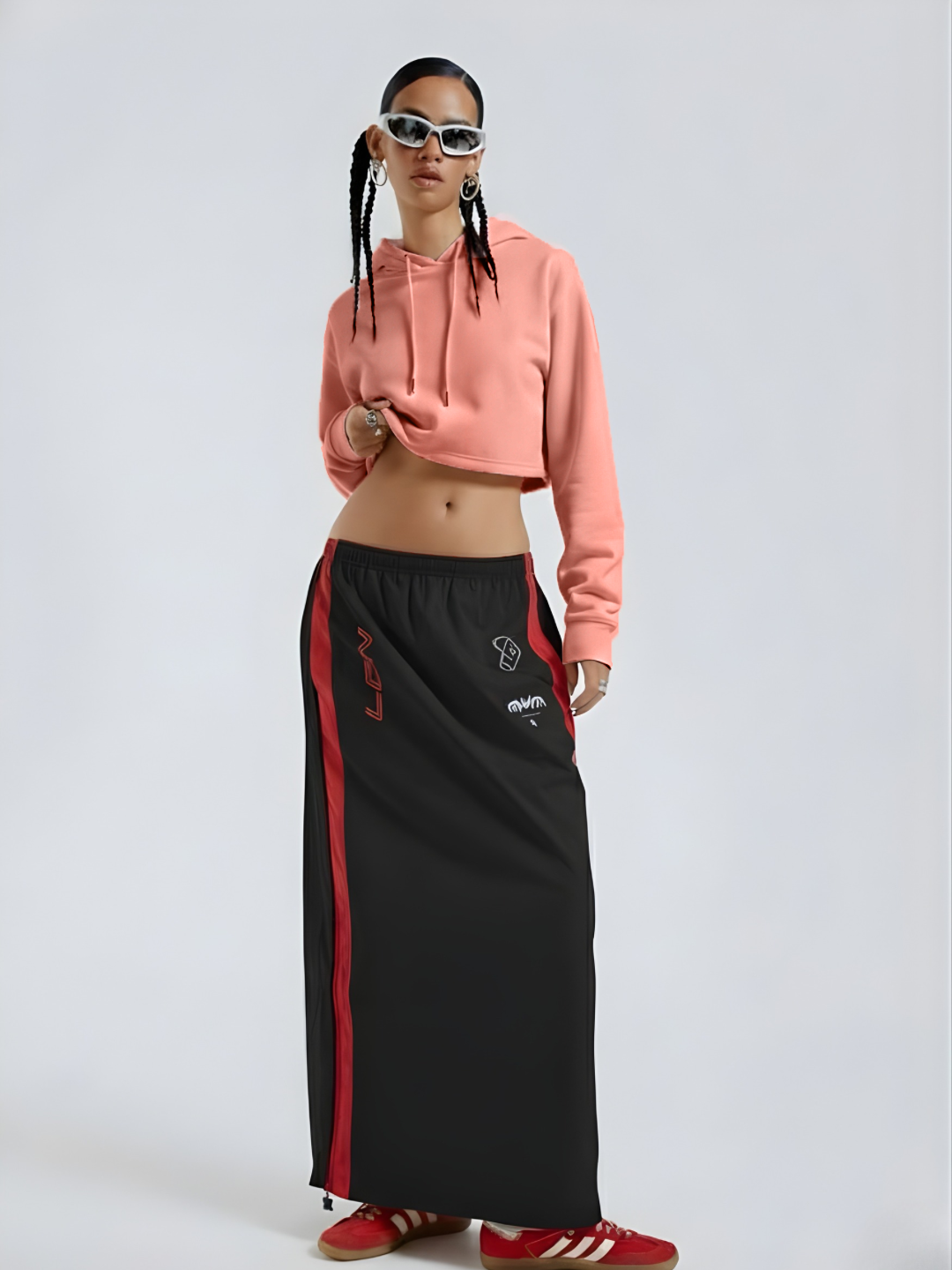 Salmon Pink Cropped Hoodie For Women _ Kurvy  -  Kurvy Hoodie
