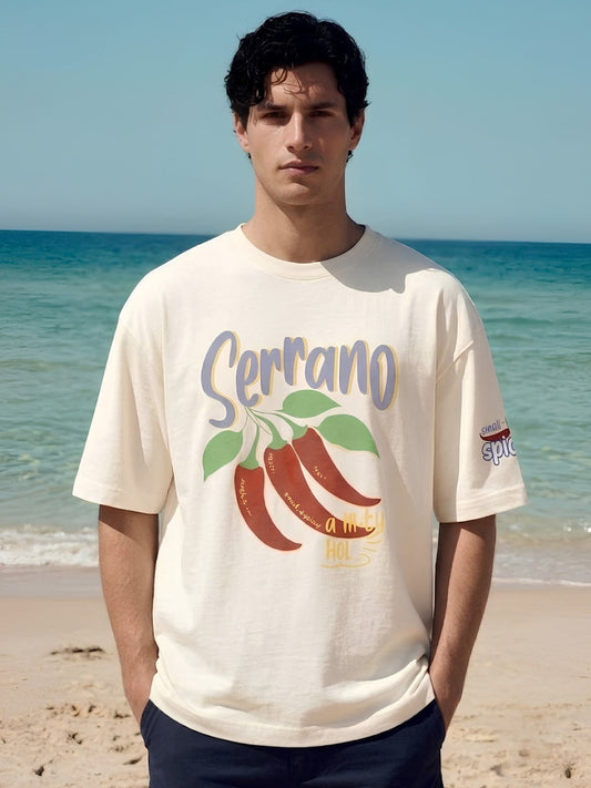 Serrano Chilly Men Printed Oversized T-Shirt  -  Kurvy Oversized T-Shirt