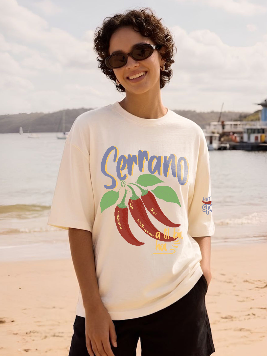 Serrano Chilly Women Printed Oversized T-Shirt  -  Kurvy Oversized T-Shirt