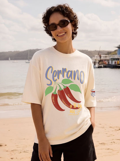 Serrano Chilly Women Printed Oversized T-Shirt  -  Kurvy Oversized T-Shirt