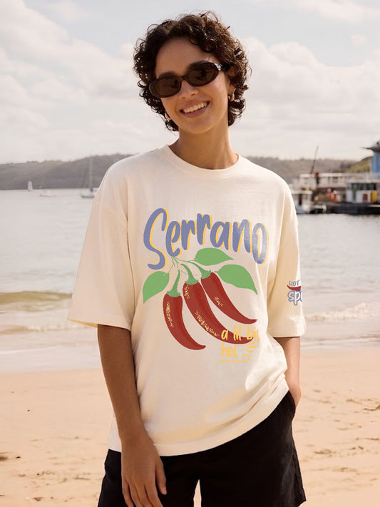 Serrano Chilly Women Printed Oversized T-Shirt  -  Kurvy Oversized T-Shirt