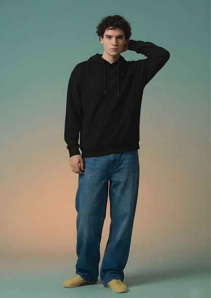 Solid Men Drop Shoulder Premium Terry Hoodie  -  Kurvy Hoodie