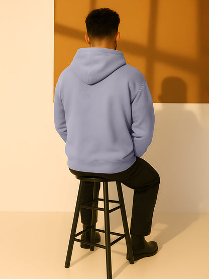 Solid Men Drop Shoulder Premium Terry Hoodie - Ash Grey  -  Kurvy Hoodie