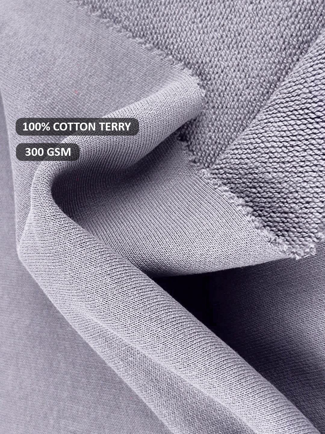 Solid Men Drop Shoulder Premium Terry Hoodie - Ash Grey  -  Kurvy Hoodie