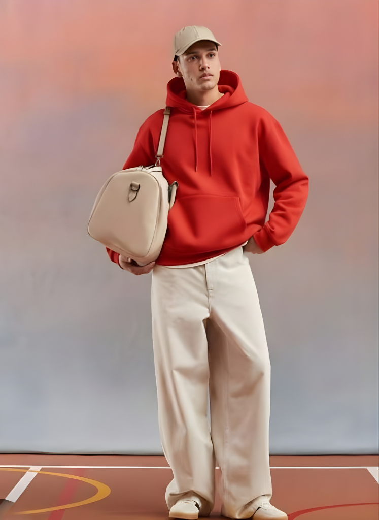 Solid Men Drop Shoulder Premium Terry Hoodie - Candy Red  -  Kurvy Hoodie