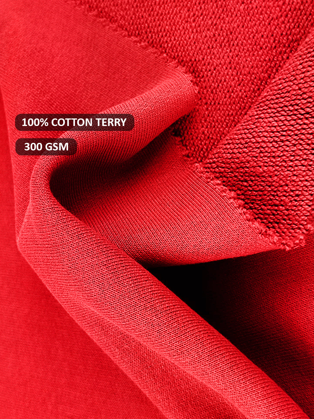 Solid Men Drop Shoulder Premium Terry Hoodie - Candy Red  -  Kurvy Hoodie