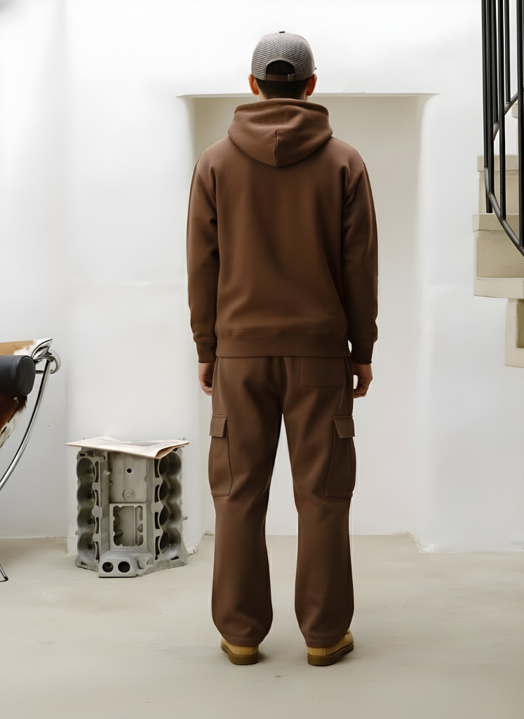Solid Men Drop Shoulder Premium Terry Hoodie - Cocoa  -  Kurvy Hoodie