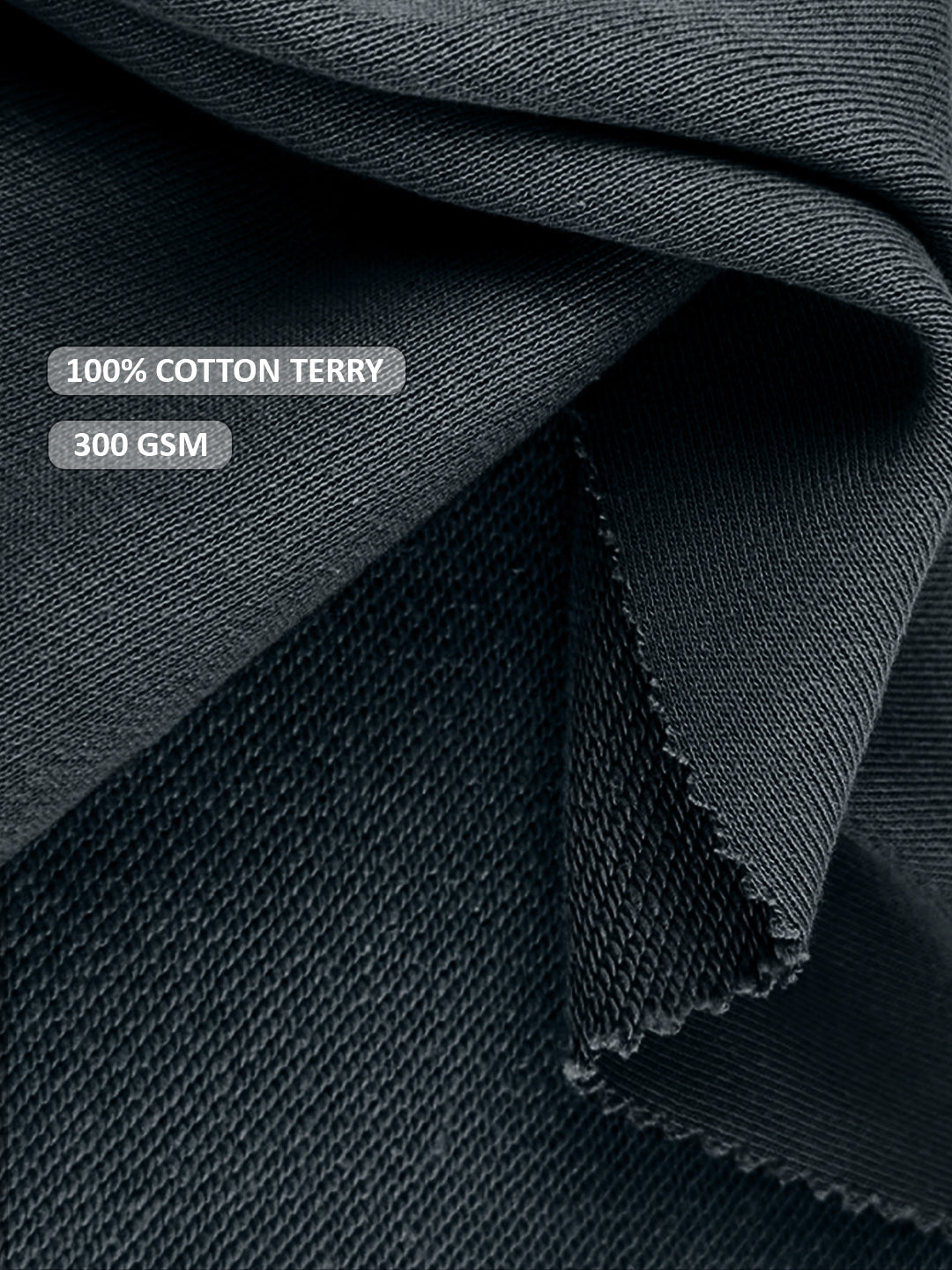 Solid Men Drop Shoulder Premium Terry Hoodie - Dark Grey  -  Kurvy Hoodie