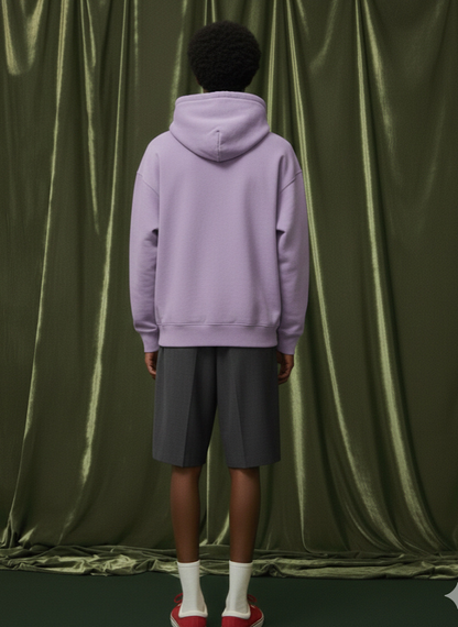 Solid Men Drop Shoulder Premium Terry Hoodie - Lilac  -  Kurvy Hoodie