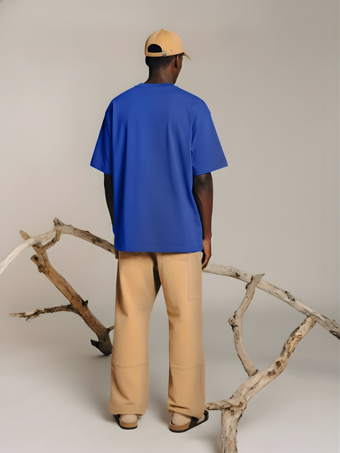 Solid Men Oversized T-Shirt - Blue  -  Kurvy Oversized T-Shirt