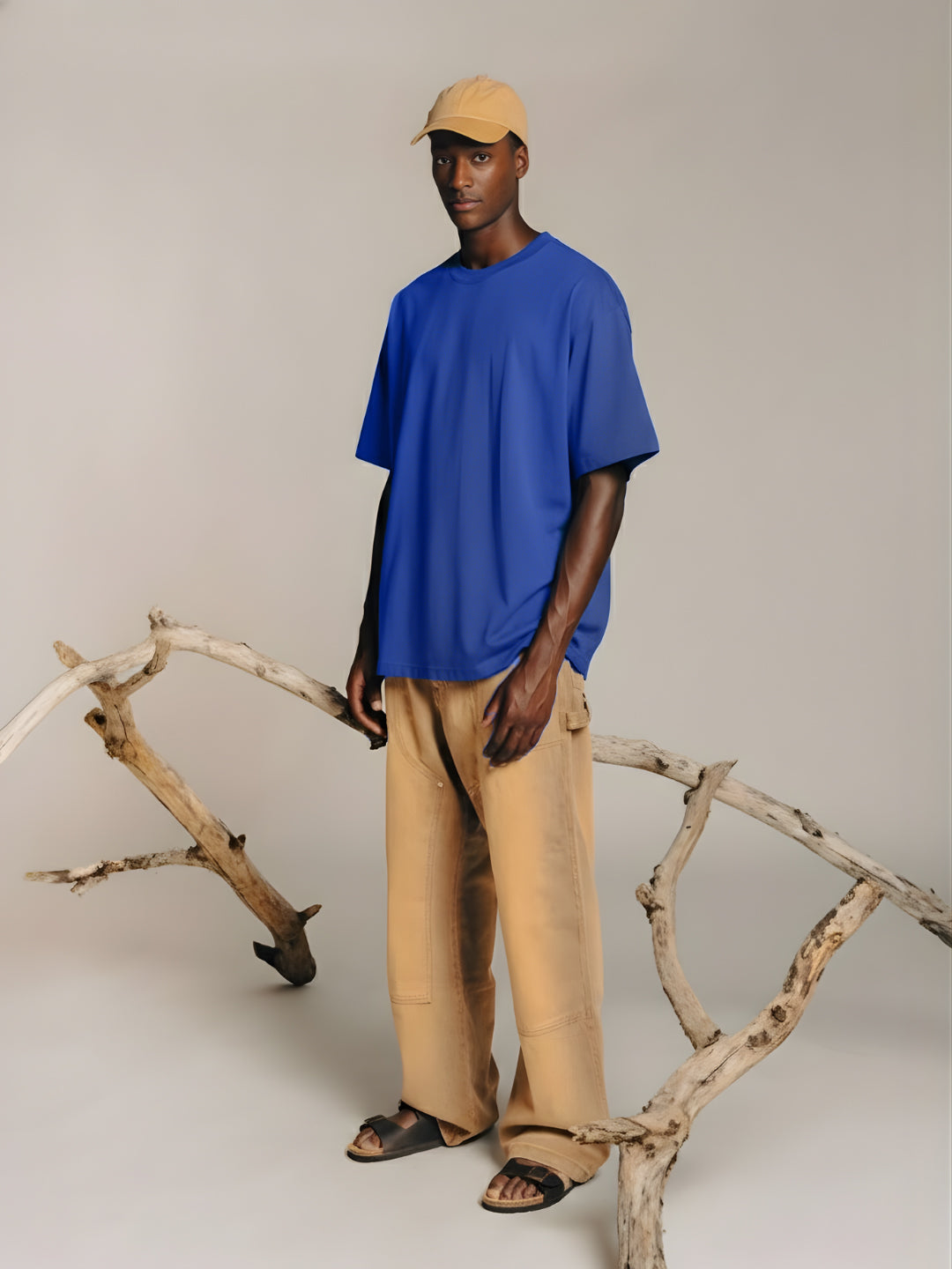 Solid Men Oversized T-Shirt - Blue  -  Kurvy Oversized T-Shirt