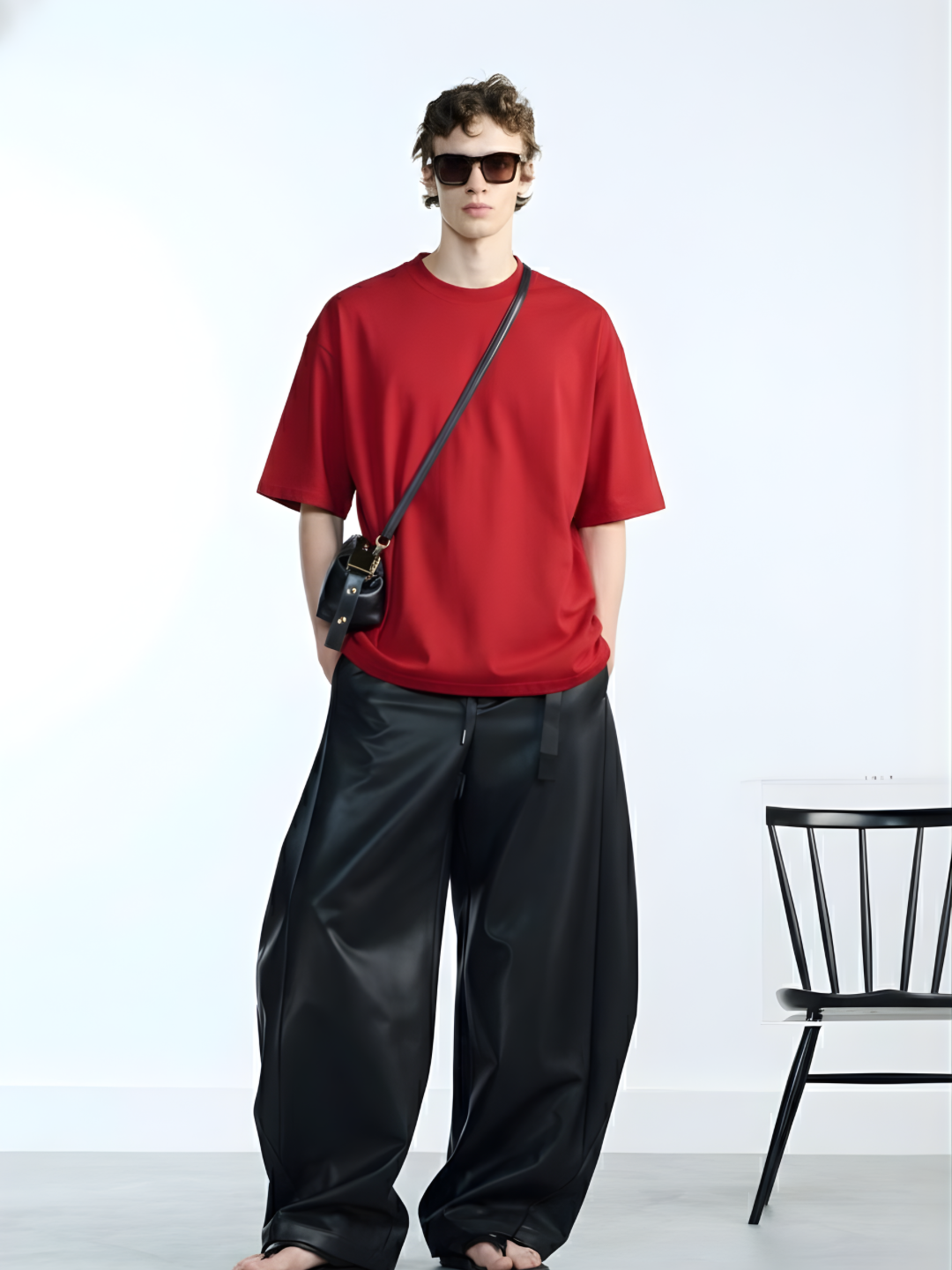 Solid Men Oversized T-Shirt - Candy Red  -  Kurvy Oversized T-Shirt