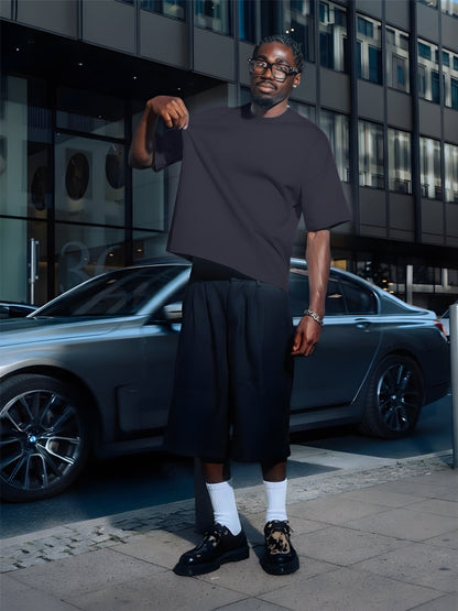 Solid Men Oversized T-Shirt - Classic Navy  -  Kurvy Oversized T-Shirt