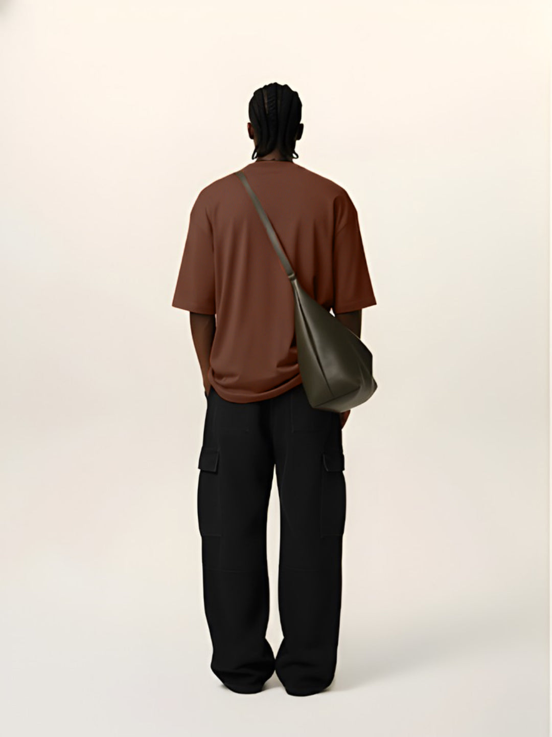 Solid Men Oversized T-Shirt - Cocoa  -  Kurvy Oversized T-Shirt