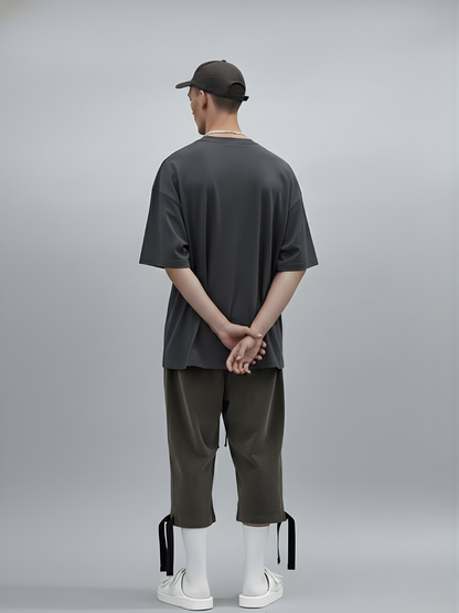 Solid Men Oversized T-Shirt - Dark Grey  -  Kurvy Oversized T-Shirt