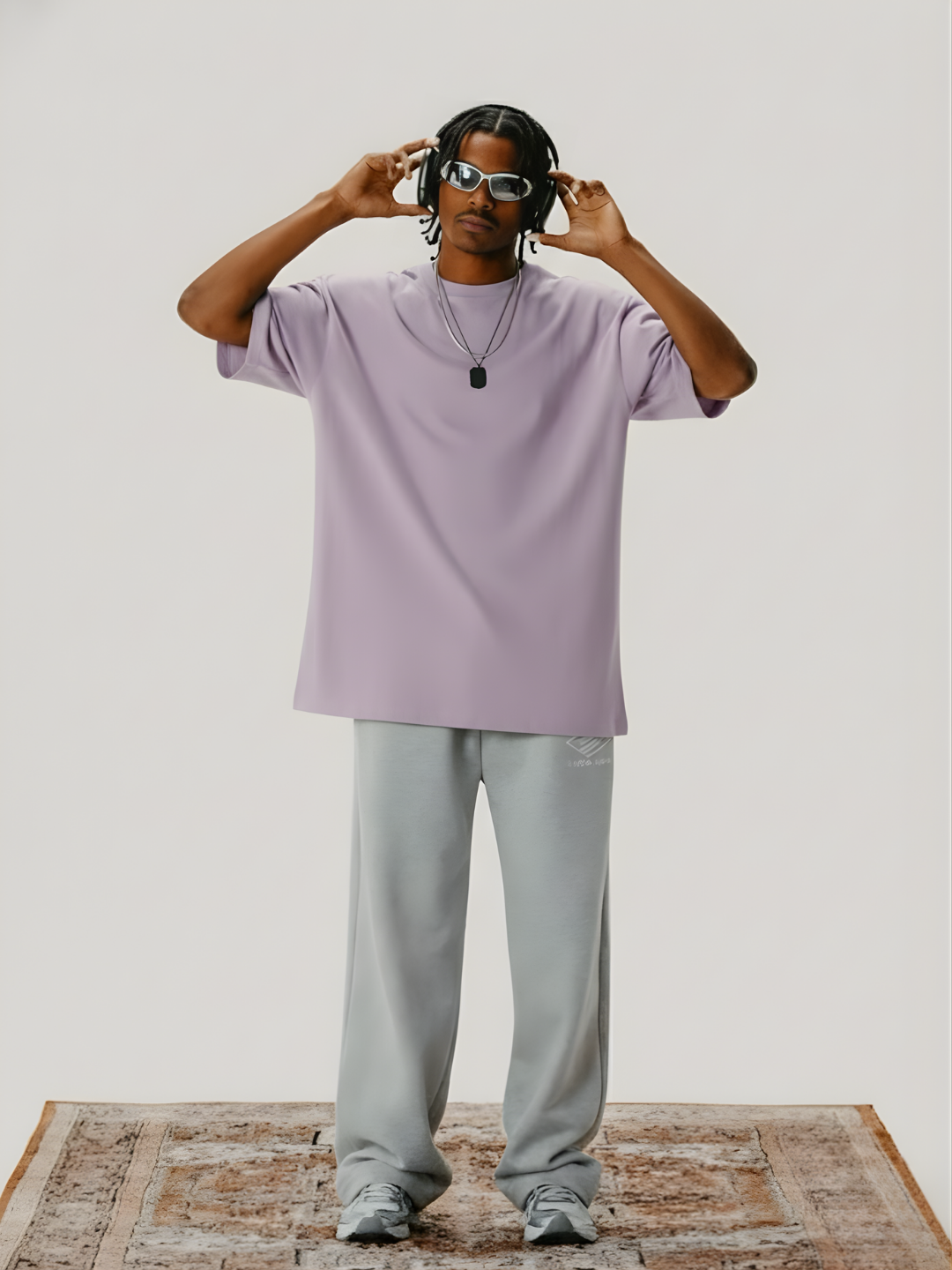 Solid Men Oversized T-Shirt - Lilac  -  Kurvy Oversized T-Shirt