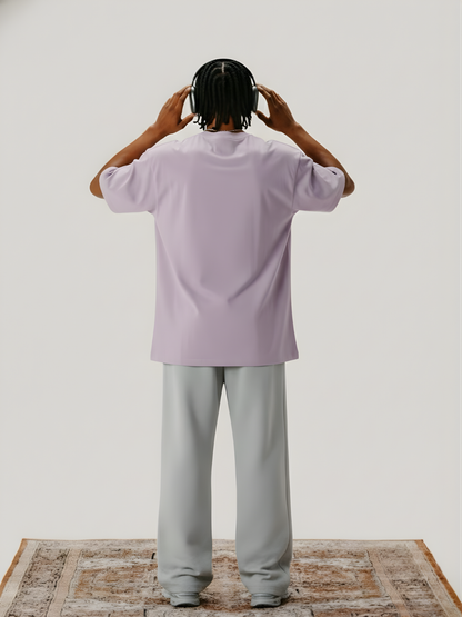 Solid Men Oversized T-Shirt - Lilac  -  Kurvy Oversized T-Shirt
