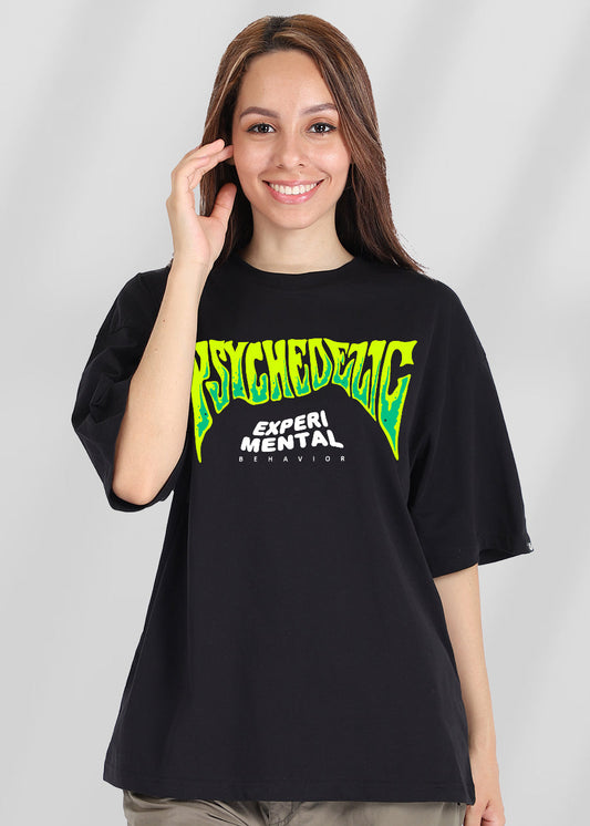 Psychedelic Printed Oversized T-shirt Womens _ Kurvy  -  Kurvy Oversized T-Shirt