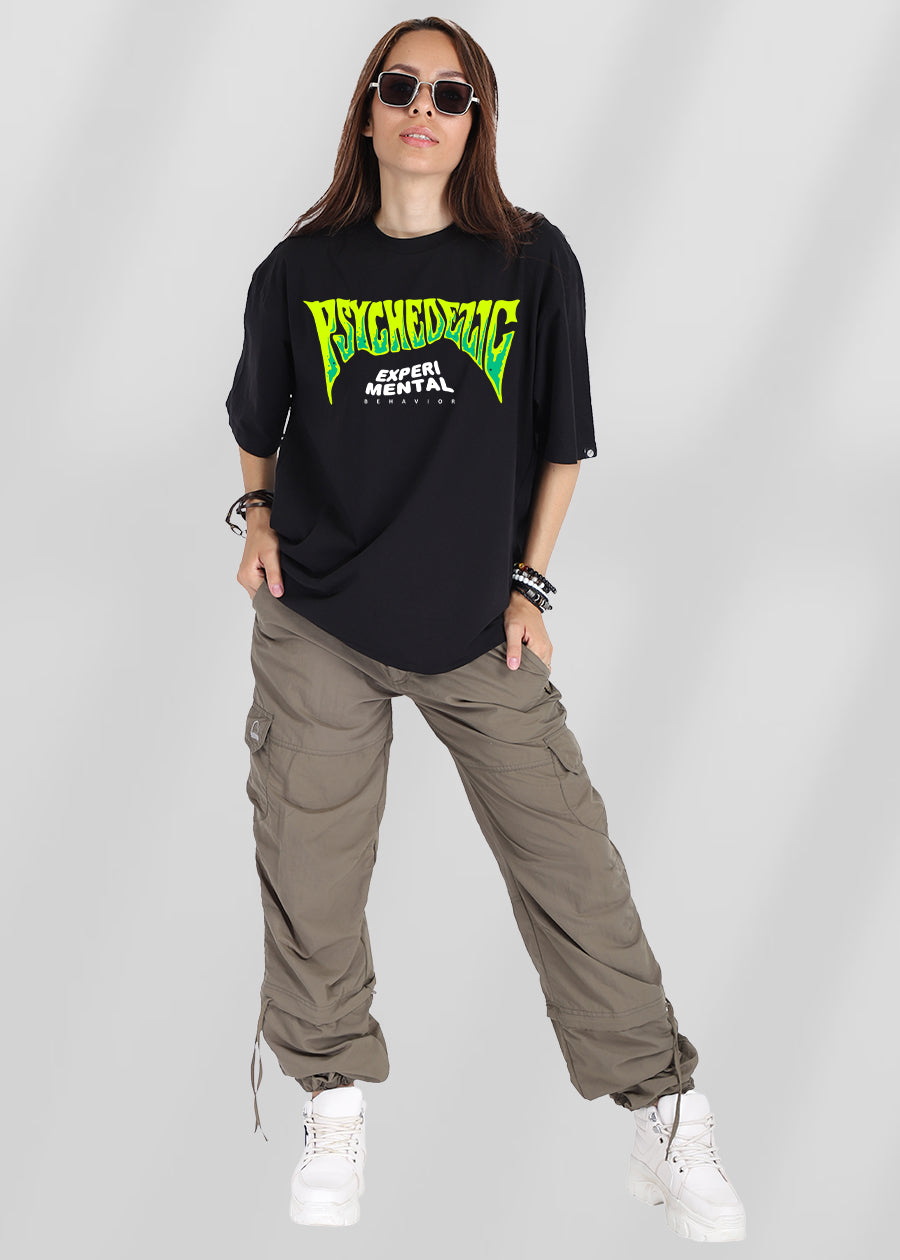 Psychedelic Printed Oversized T-shirt Womens _ Kurvy  -  Kurvy Oversized T-Shirt