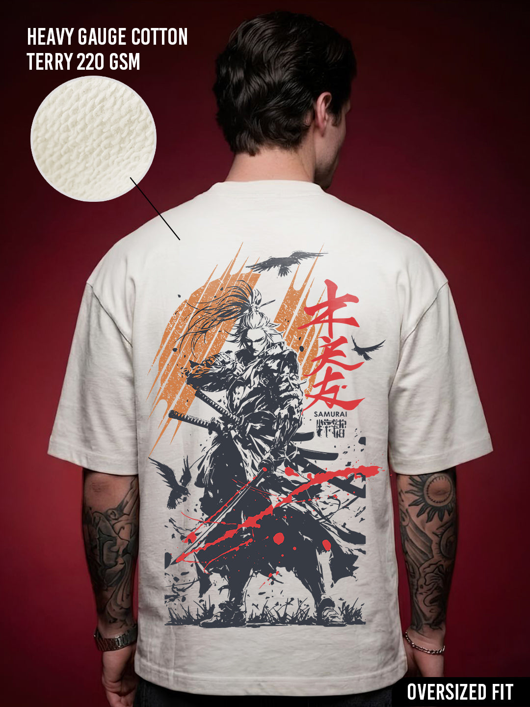 RAVEN BLADE Men Terry Printed Oversized T-Shirt  -  Kurvy Oversized T-Shirt