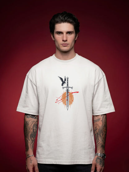 RAVEN BLADE Men Terry Printed Oversized T-Shirt  -  Kurvy Oversized T-Shirt