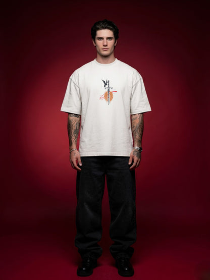 RAVEN BLADE Men Terry Printed Oversized T-Shirt  -  Kurvy Oversized T-Shirt
