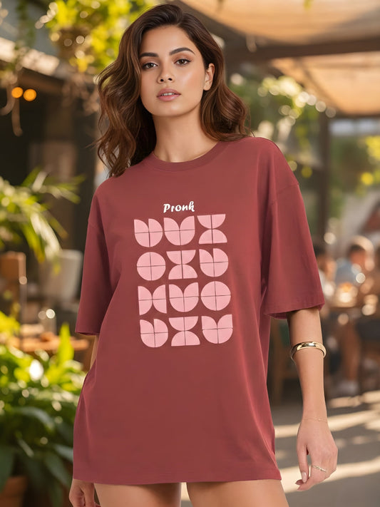 RHYTHM BLOCK Women Graphic Oversized Printed T-Shirt  -  Kurvy Oversized T-Shirt