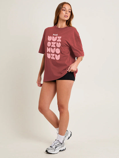 RHYTHM BLOCK Women Graphic Oversized Printed T-Shirt  -  Kurvy Oversized T-Shirt