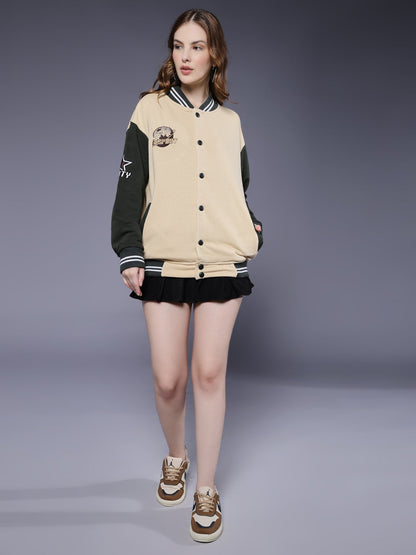 Respect Women Varsity Embroidered Bomber Jacket  -  Kurvy Jacket