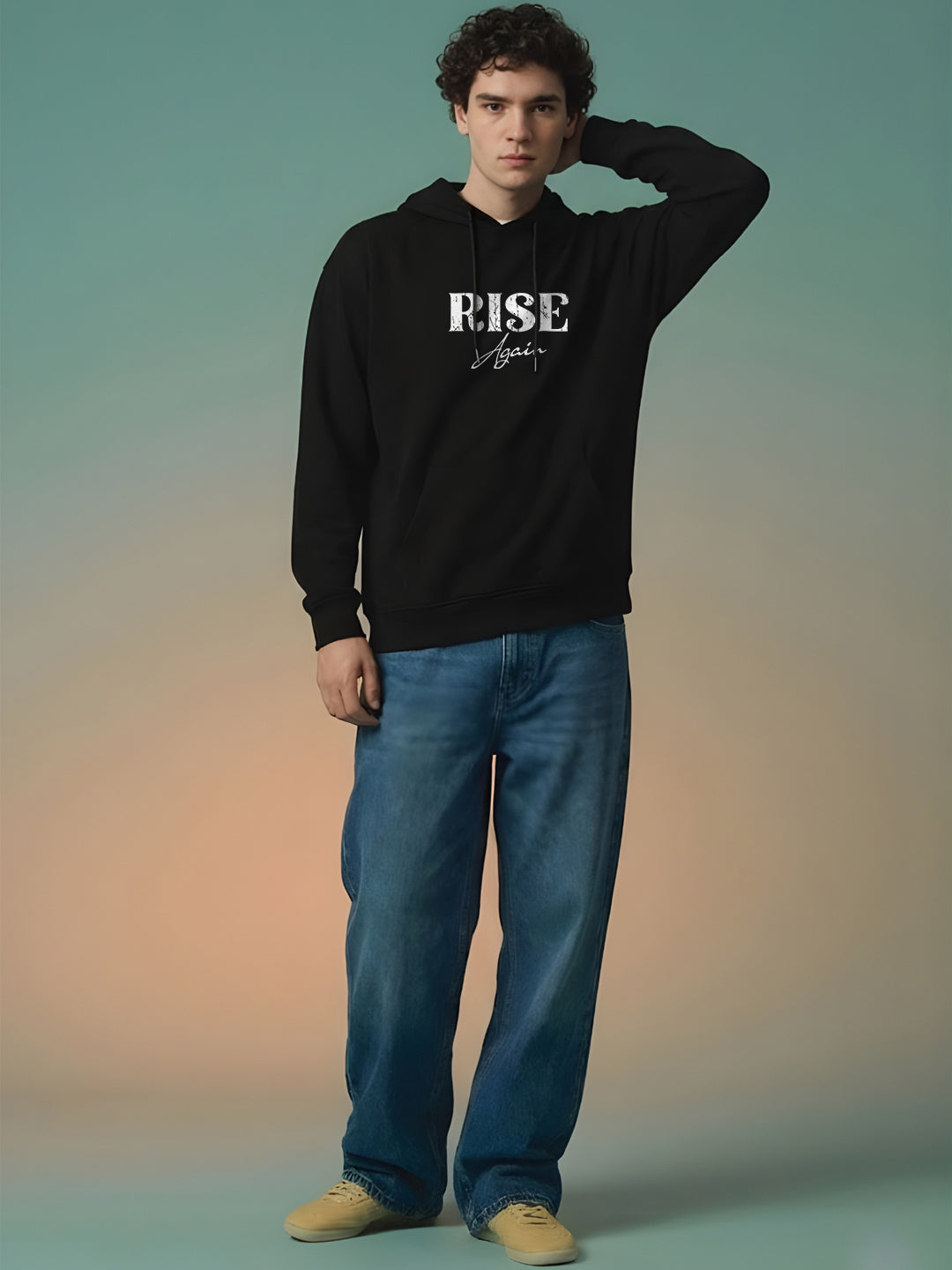 Rise Again Men Drop Shoulder Premium Terry Hoodie  -  Kurvy Hoodie