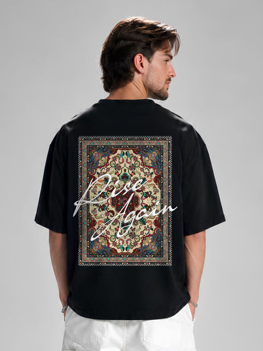Rise Again Men Oversized Printed T-Shirt  -  Kurvy Oversized T-Shirt