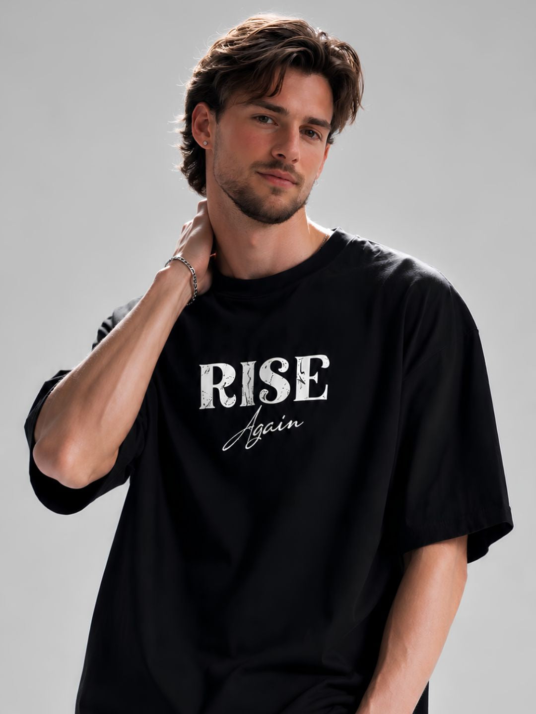 Rise Again Men Oversized Printed T-Shirt  -  Kurvy Oversized T-Shirt