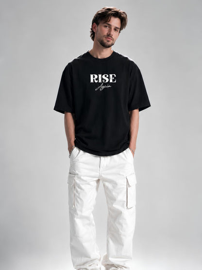 Rise Again Men Oversized Printed T-Shirt  -  Kurvy Oversized T-Shirt