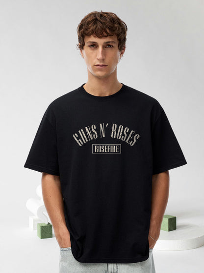 Rust And Roses Men Printed Oversized T-Shirt  -  Kurvy Oversized T-Shirt