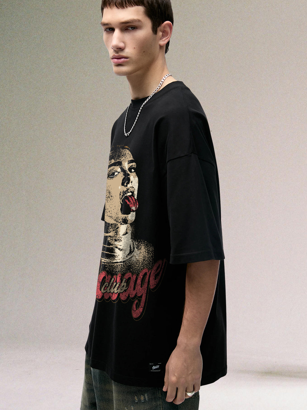 SAVAGE CLUB Men Printed Oversized T-Shirt  -  Kurvy Oversized T-Shirt