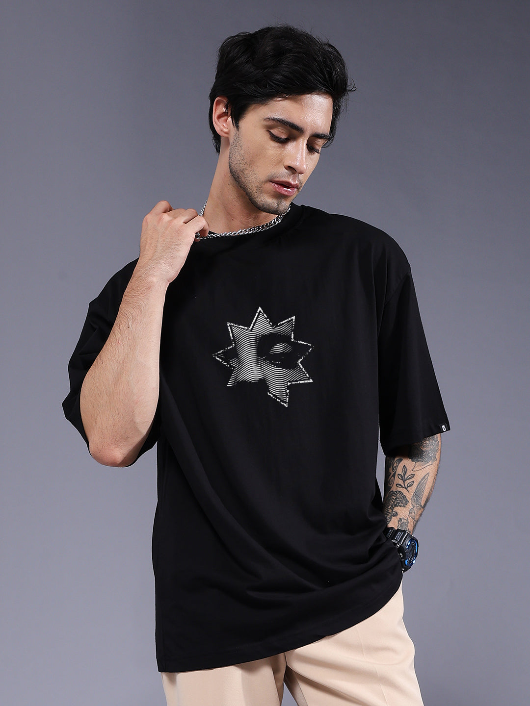 SHADOW RISE Men Printed Oversized T-Shirt  -  Kurvy Oversized T-Shirt
