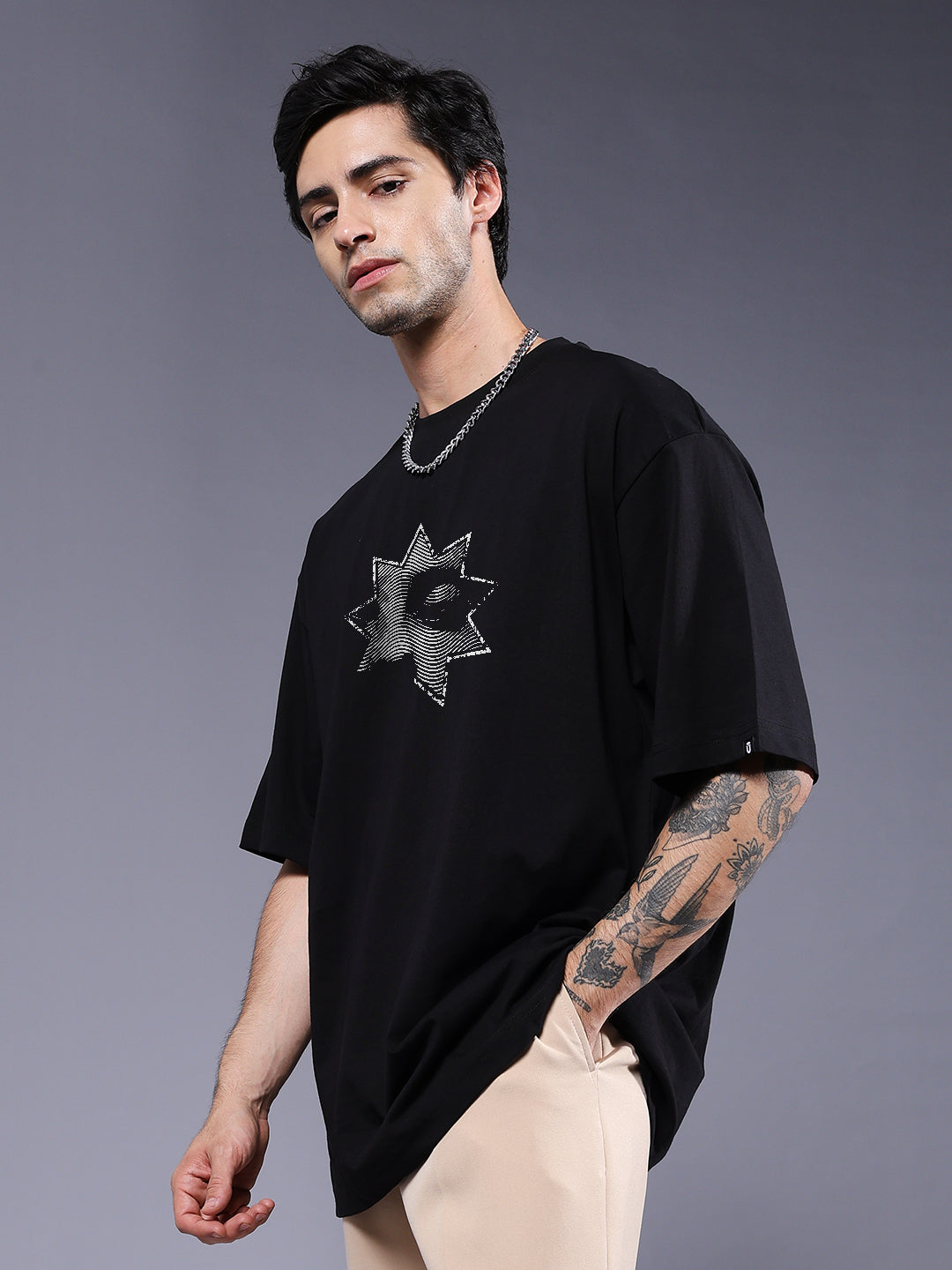 SHADOW RISE Men Printed Oversized T-Shirt  -  Kurvy Oversized T-Shirt