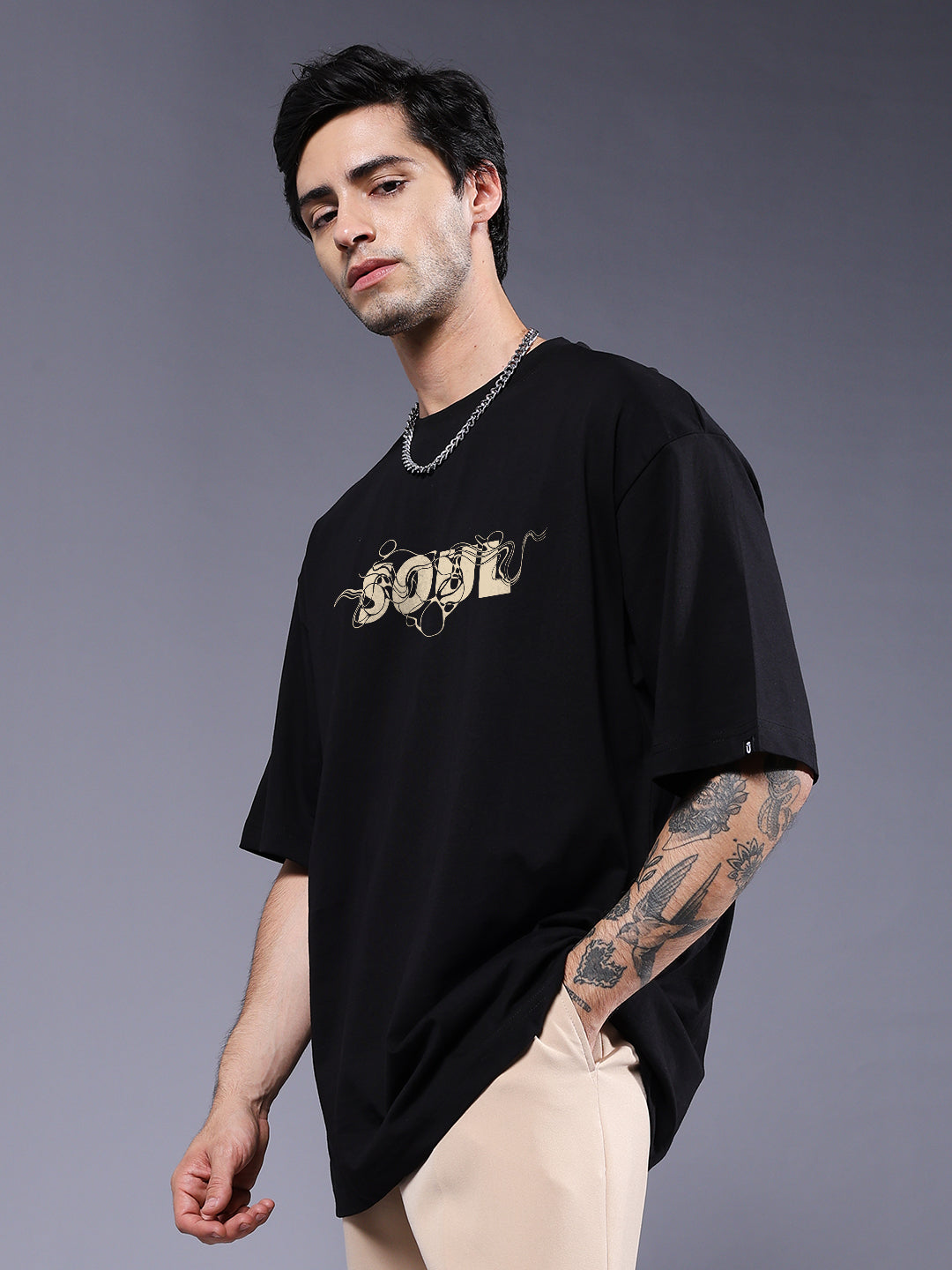 SHAPE OF SOUL Men Printed Oversized T-Shirt  -  Kurvy Oversized T-Shirt