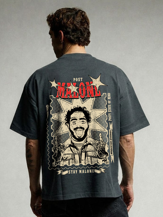 STAMP OF SOUND Men Printed Oversized T-Shirt  -  Kurvy Oversized T-Shirt